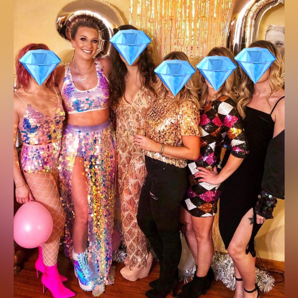 CLUB EXX Multicolor Holographic Sequin Slit Maxi Skirt - Picture 7 of 7